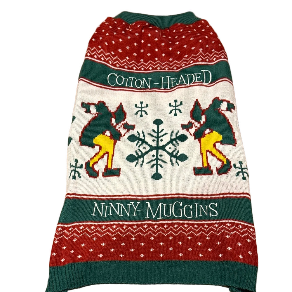 ELF Red and Green Holiday Dog Sweater Cotton Headed Ninny Muggins